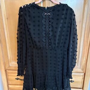 Cupshe Black Dress with Lace Accents